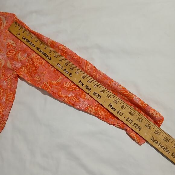 PILCRO Anthropologie Women's Large Tangerine Tropical Button-Up Blouse oversized - Picture 7 of 13